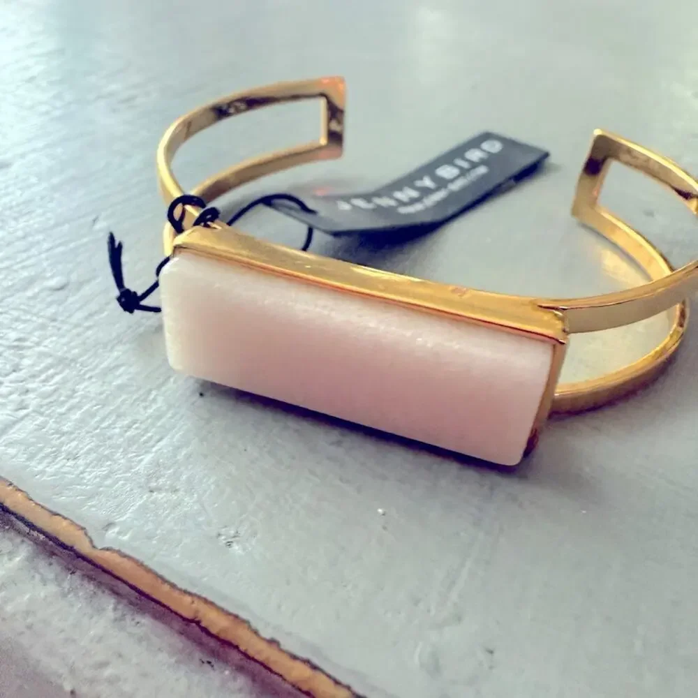 Jenny Bird Gold Stone Minimalist Cuff Bracelet NEW